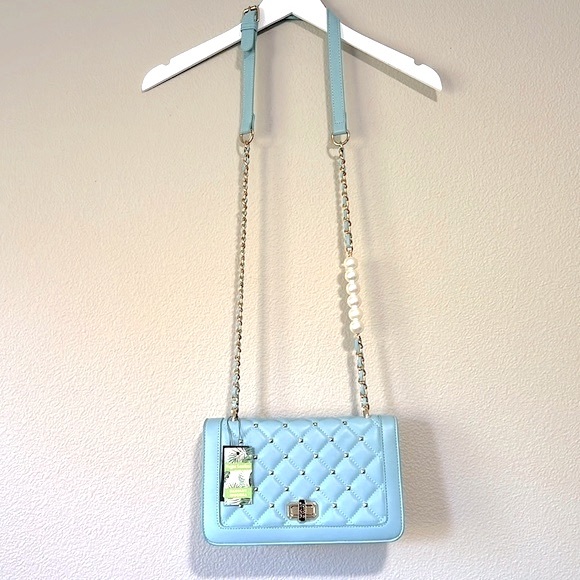 NWT Badgley Mischka Crossbody Faux Pearl Studded Accents - Picture 2 of 15